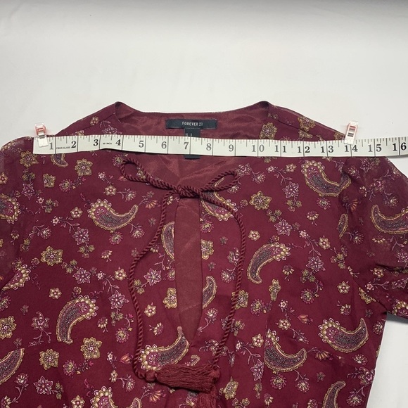 FOREVER 21 Floral Maxi Dress Tier Bottom Size Small Colour Burgundy - Picture 8 of 11